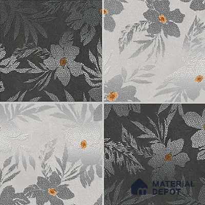 Floral Wall Tile TL 07250 B Plana 8009 GLM (Silver) 1 ft x 1 ft Ceramic Matte Finish - 9 mm  | 2 mm Spacer is Mandatory | Please Expect a Slight Variation of Pattern (Sample)